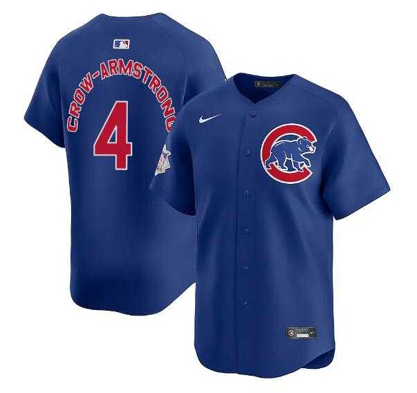 Men%27s Chicago Cubs #4 Pete Crow-Armstrong Royal Limited Stitched Jersey Dzhi